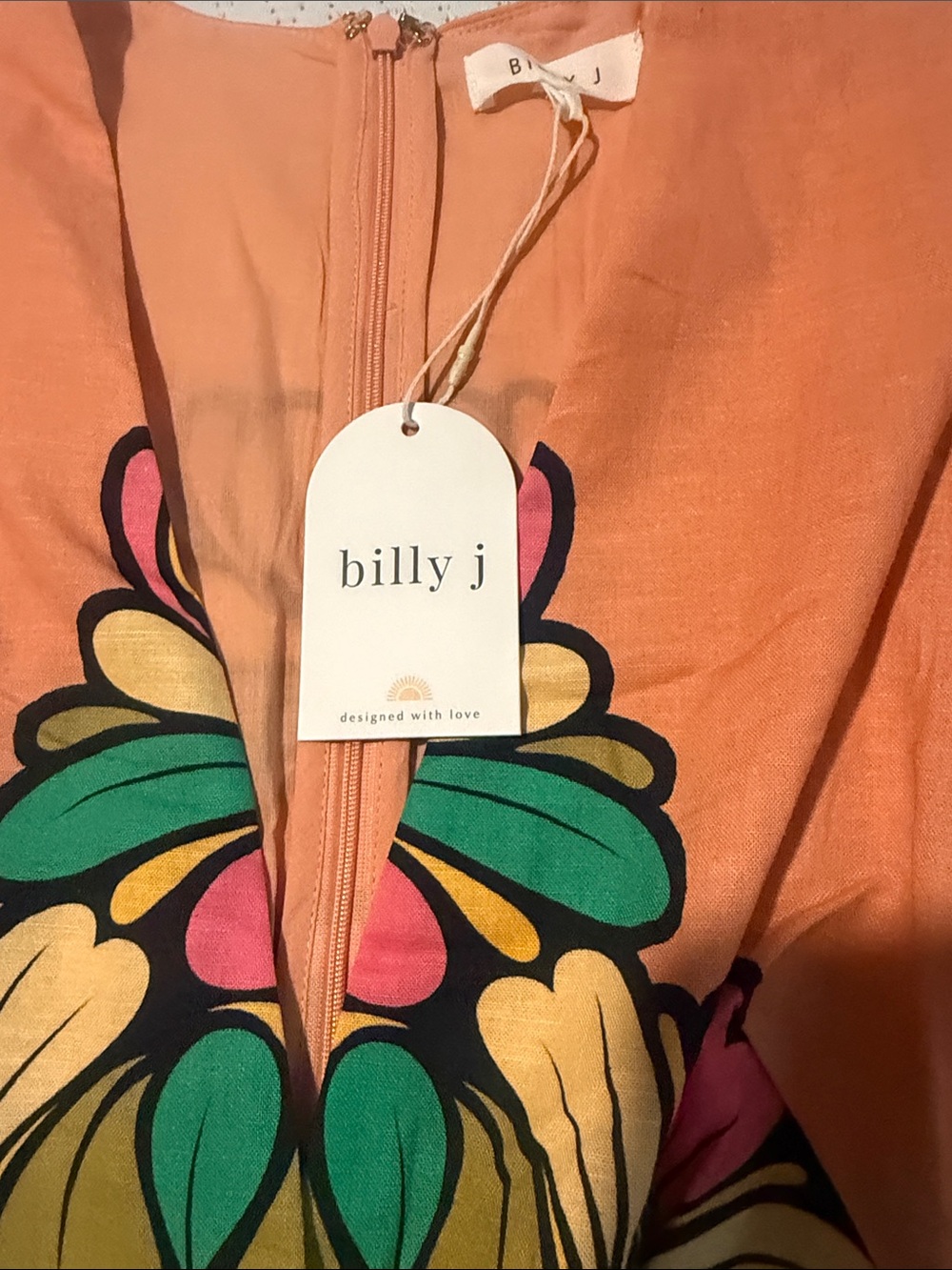 Billy J Orange Floral-Print Long Sleeve Dress - Picture 2 of 3